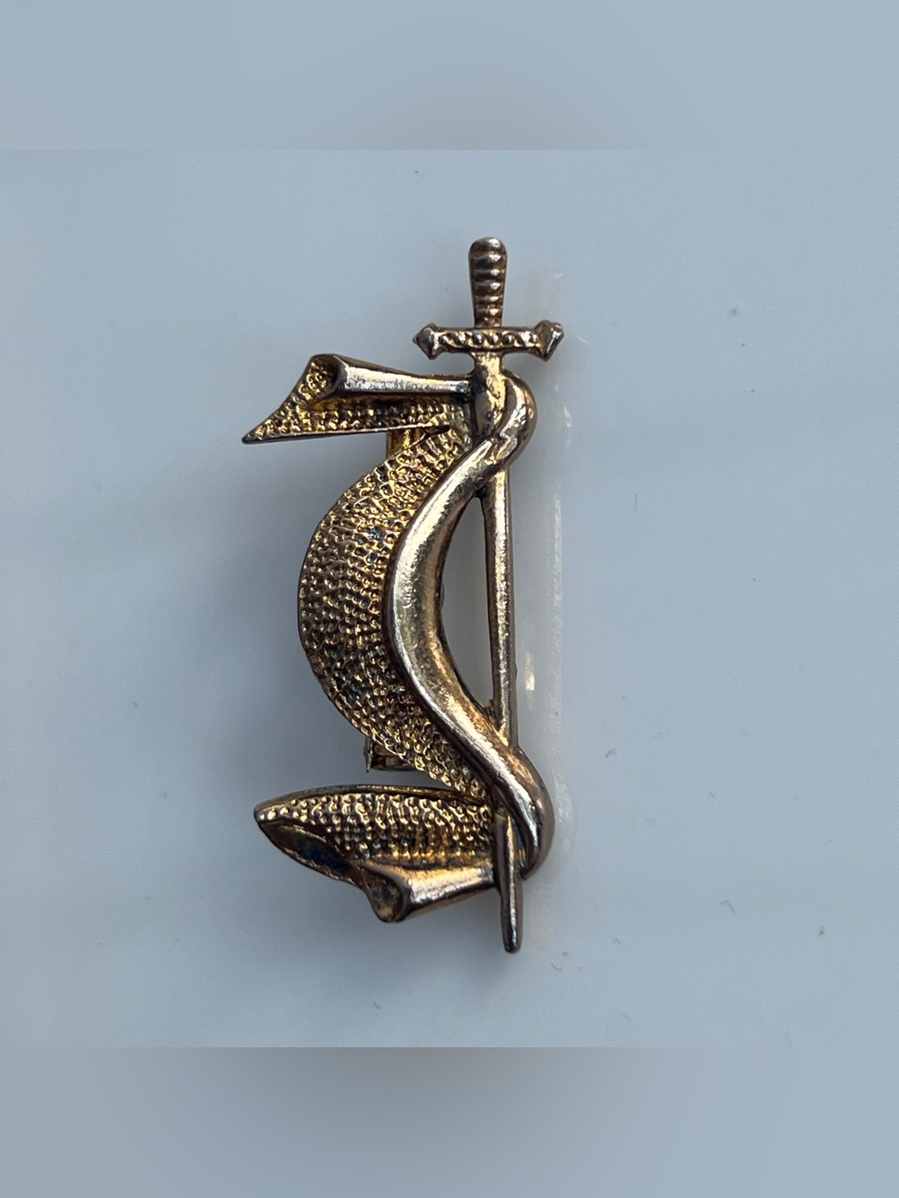 Vintage CORA Fraternal Symbol Brooch Pin | Gold Tone Ceremonial Style